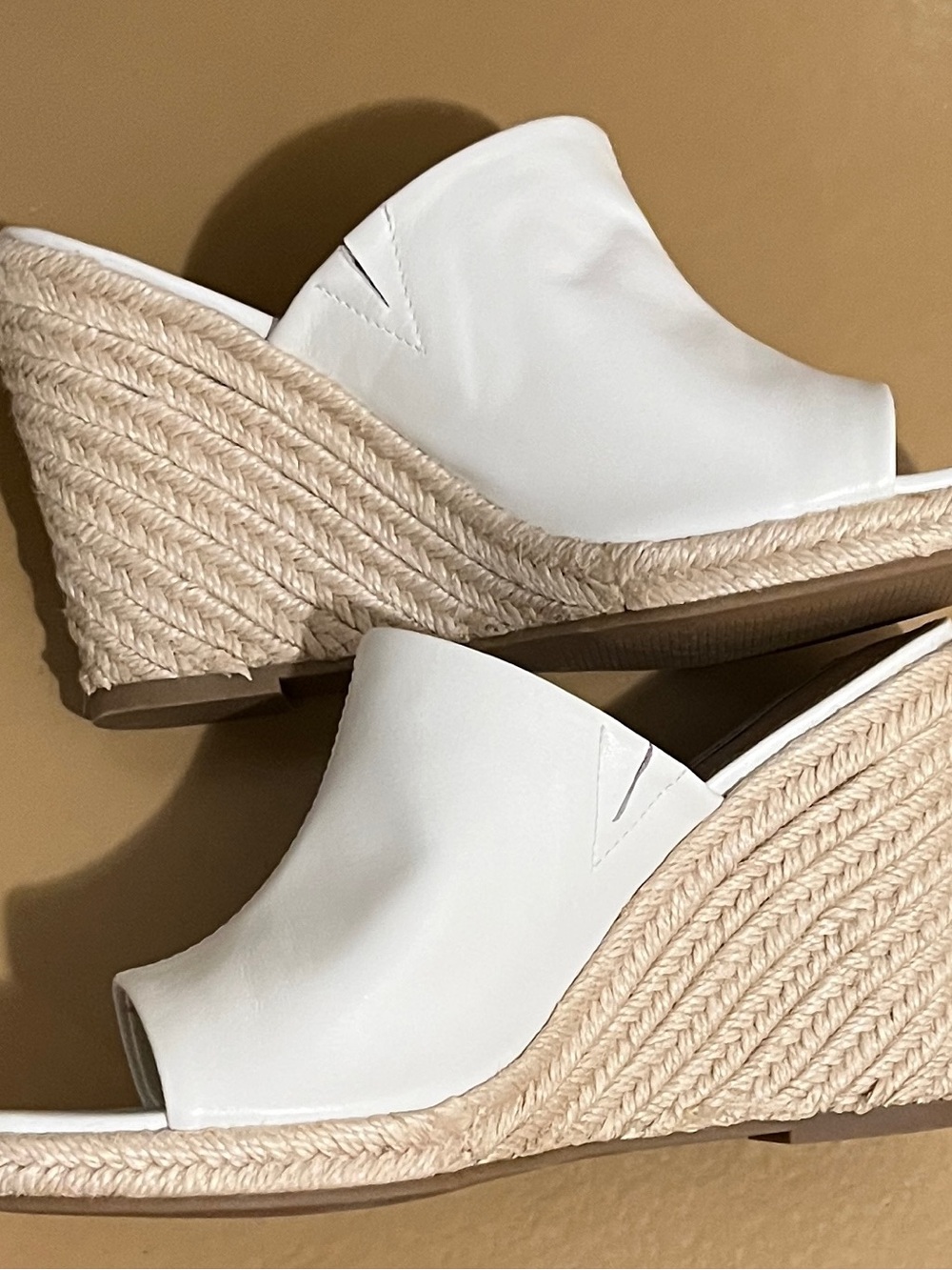 Steve Madden White Espadrille Wedge Slides
